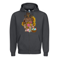 Smoke Western Rabbit with sunflowers Easter Day Zipper Hoodie - HowdyJamesFarm