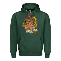 Sports Green Western Rabbit with sunflowers Easter Day Zipper Hoodie - HowdyJamesFarm