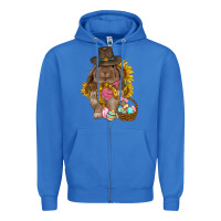 True Royal Western Rabbit with sunflowers Easter Day Zipper Hoodie - HowdyJamesFarm