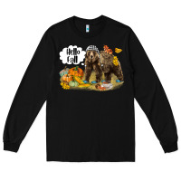 Black Hello Fall Brown Bear Long Sleeve Tee - LillyAllenDesigns
