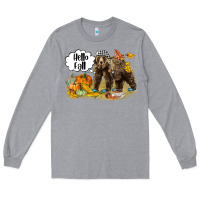 Heather Grey Hello Fall Brown Bear Long Sleeve Tee - LillyAllenDesigns