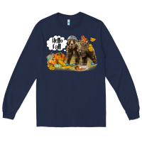Navy Hello Fall Brown Bear Long Sleeve Tee - LillyAllenDesigns
