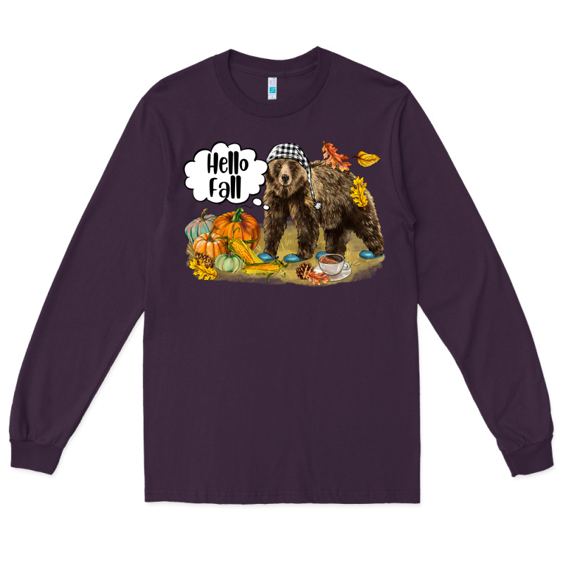 Hello Fall Brown Bear Long Sleeve Tee by LillyAllenDesigns | Teevron