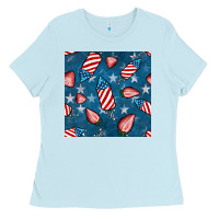 Baby Blue 4th uf july strawberries seamless pattern Ladies Tee - BundleAndBundleShop