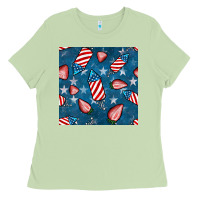 Matcha 4th uf july strawberries seamless pattern Ladies Tee - BundleAndBundleShop