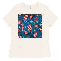 4th Uf July Strawberries Seamless Pattern Ladies Tee | Teevron
