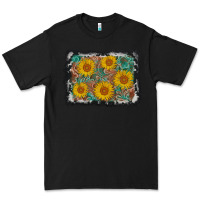 Black leather sunflower background Premium Tee - AdoDesignShop