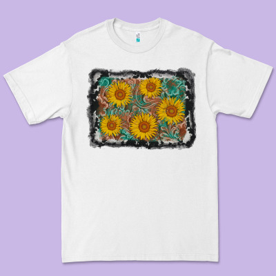 Leather Sunflower Background Premium Tee Designed By Adodesignshop