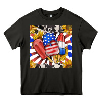 Asphalt patriotic popsicles and sunflowers Heavy Core Tee - BundleAndBundleShop