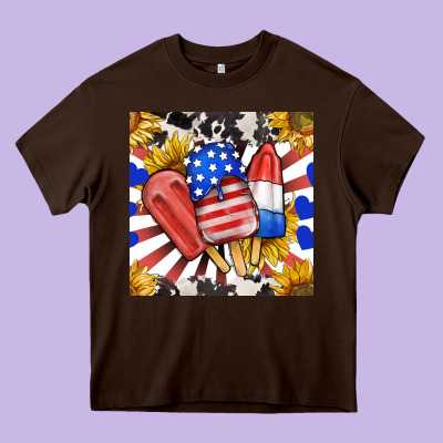 Patriotic Popsicles And Sunflowers Heavy Core Tee Designed By Bundleandbundleshop