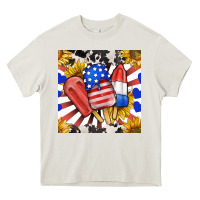 Cream patriotic popsicles and sunflowers Heavy Core Tee - BundleAndBundleShop