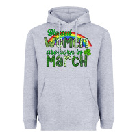 Heather Grey Blessed women are born in March Heavyweight Hoodie - CowGirlArtShop
