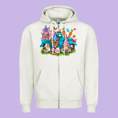 Easter Gnomies With Truck Easter Day Zipper Hoodie Designed By Howdyjamesfarm
