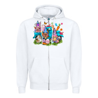 White Easter gnomies with truck Easter Day Zipper Hoodie - HowdyJamesFarm