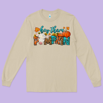 Western Hey There Pumpkin Long Sleeve Tee Designed By Lillyallendesigns