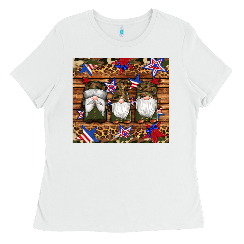 Camouflage Gnomes American Flag Star Leopard Ladies Tee by Artiststas | Teevron