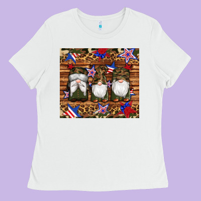 Camouflage Gnomes American Flag Star Leopard Ladies Tee Designed By Artiststas