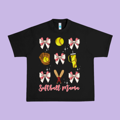Softball Coquette Bow Urban Heavy Tee Designed By Jahusdesignshop