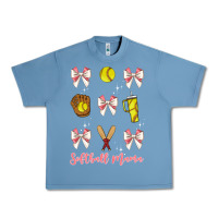 Pebble Blue softball coquette bow Urban Heavy Tee - JahusDesignShop