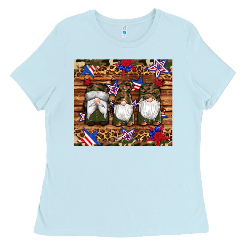 Camouflage Gnomes American Flag Star Leopard Ladies Tee by Artiststas | Teevron