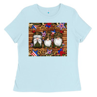Baby Blue camouflage gnomes american flag star leopard Ladies Tee - Artiststas