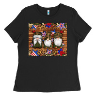 Black camouflage gnomes american flag star leopard Ladies Tee - Artiststas