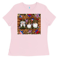 Bubblegum Pink camouflage gnomes american flag star leopard Ladies Tee - Artiststas
