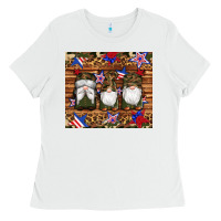 White camouflage gnomes american flag star leopard Ladies Tee - Artiststas