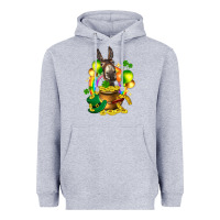 Heather Grey St. Patrick's Donkey with balloon Heavyweight Hoodie - HowdyJamesFarm