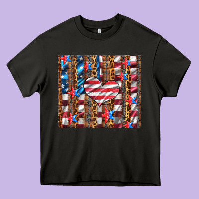 Western Usa Flag Heart And Stars Tumbler Heavy Core Tee Designed By Artiststas