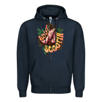 Navy Boots scootin Zipper Hoodie - HowdyJamesFarm