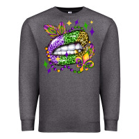 Charcoal Heather mardi gras lip olivia Premium Sweatshirt - OliviaCreatesArt