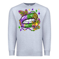 Heather Grey mardi gras lip olivia Premium Sweatshirt - OliviaCreatesArt