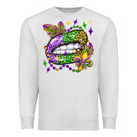 Oatmeal Heather mardi gras lip olivia Premium Sweatshirt - OliviaCreatesArt
