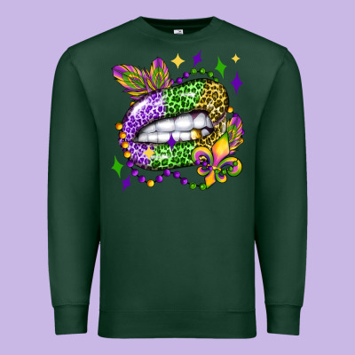Mardi Gras Lip Olivia Premium Sweatshirt Designed By Oliviacreatesart