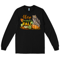 Black Here Comes Fall Owl Long Sleeve Tee - LillyAllenDesigns