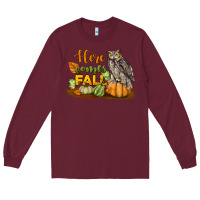 Burgundy Here Comes Fall Owl Long Sleeve Tee - LillyAllenDesigns