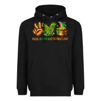Black Peace Love St. Patrick's Day Heavyweight Hoodie - HowdyJamesFarm