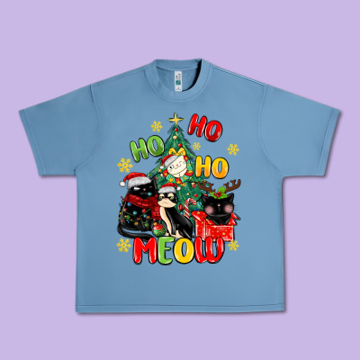 Ho Ho Ho Meow Urban Heavy Tee Designed By Maliassmallbusiness