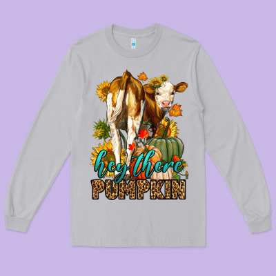 Hey There Pumpkin Fall Long Sleeve Tee Designed By Lillyallendesigns