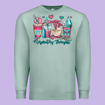 Rt Respiratory Therapist Coffee Cups Premium Sweatshirt Designed By Oliviacreatesart