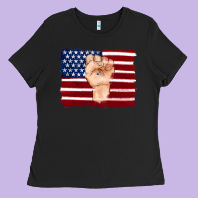 American Flag With Hand Ladies Tee Designed By Artiststas