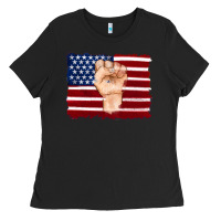 Black american flag with hand Ladies Tee - Artiststas