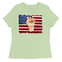 Matcha american flag with hand Ladies Tee - Artiststas