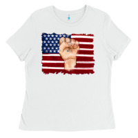 White american flag with hand Ladies Tee - Artiststas