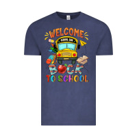 Vintage Denim welcome back to school with school bus Vintage Tee - NancyCooperArtShop
