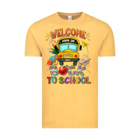 Vintage Mustard welcome back to school with school bus Vintage Tee - NancyCooperArtShop