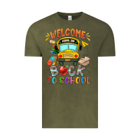 Vintage Olive welcome back to school with school bus Vintage Tee - NancyCooperArtShop