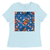 Baby Blue 4th of july hotdog seamless pattern Ladies Tee - BundleAndBundleShop