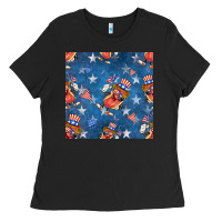 4th Of July Hotdog Seamless Pattern Ladies Tee | Teevron